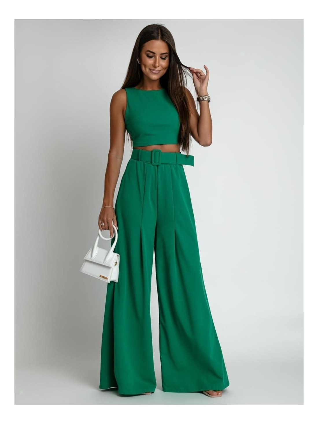 2-piece set, wide pants and green blouse AZRHP3868